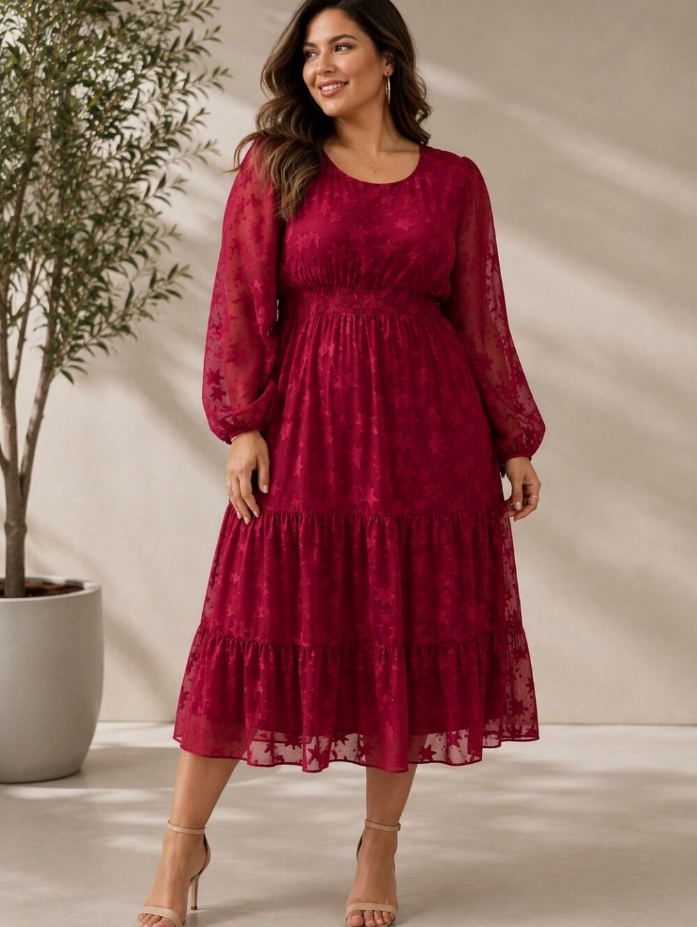 Torrid Deep Red Star Pattern Dress